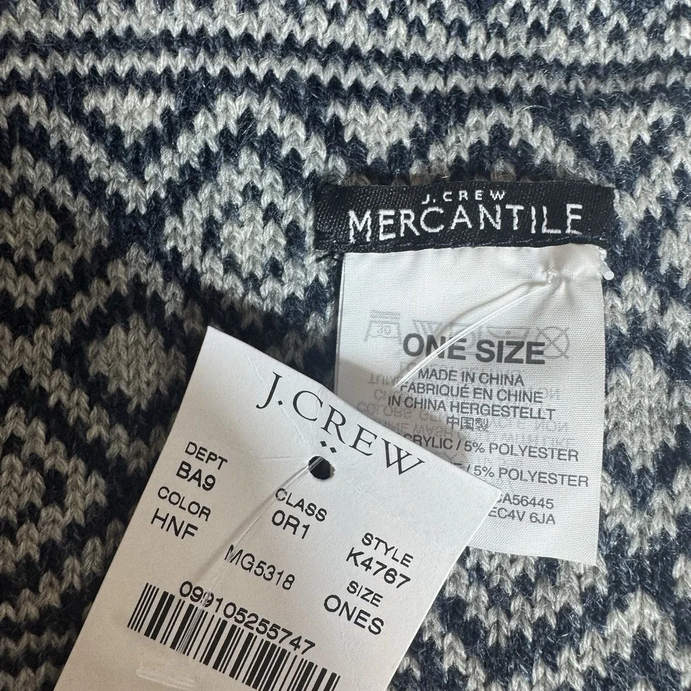 NWT J Crew Scarf Double Layer Navy Blue Fair Isle Classic Core Capsule Wardrobe
